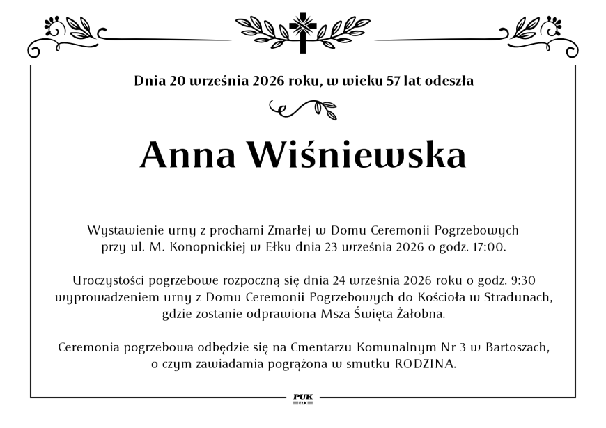 Anna Wiśniewska - nekrolog